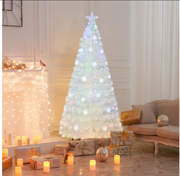 LED Snowflake Decor Pre-Lit Fiber Optic Christmas Tree - 180cm