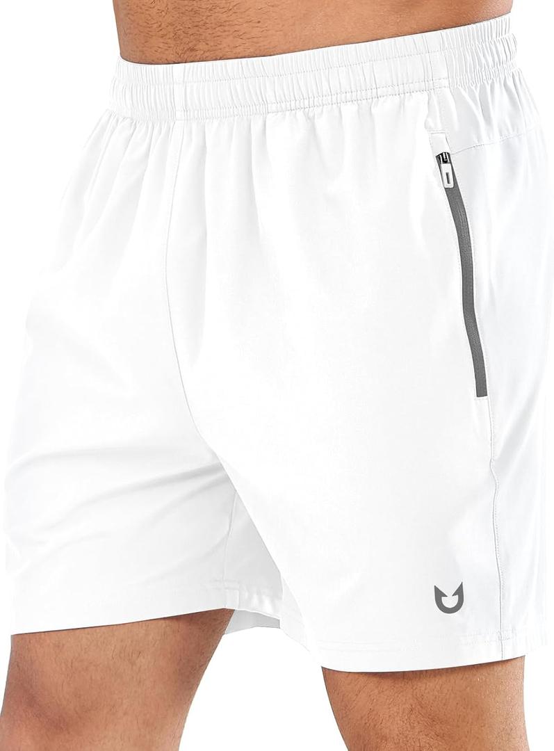NORTHYARD Men's Athletic Running Shorts Quick Dry Workout Shorts Lightweight Sports Gym Basketball 7"/ 9"/ 5" Tennis Hiking (White, XXXL)