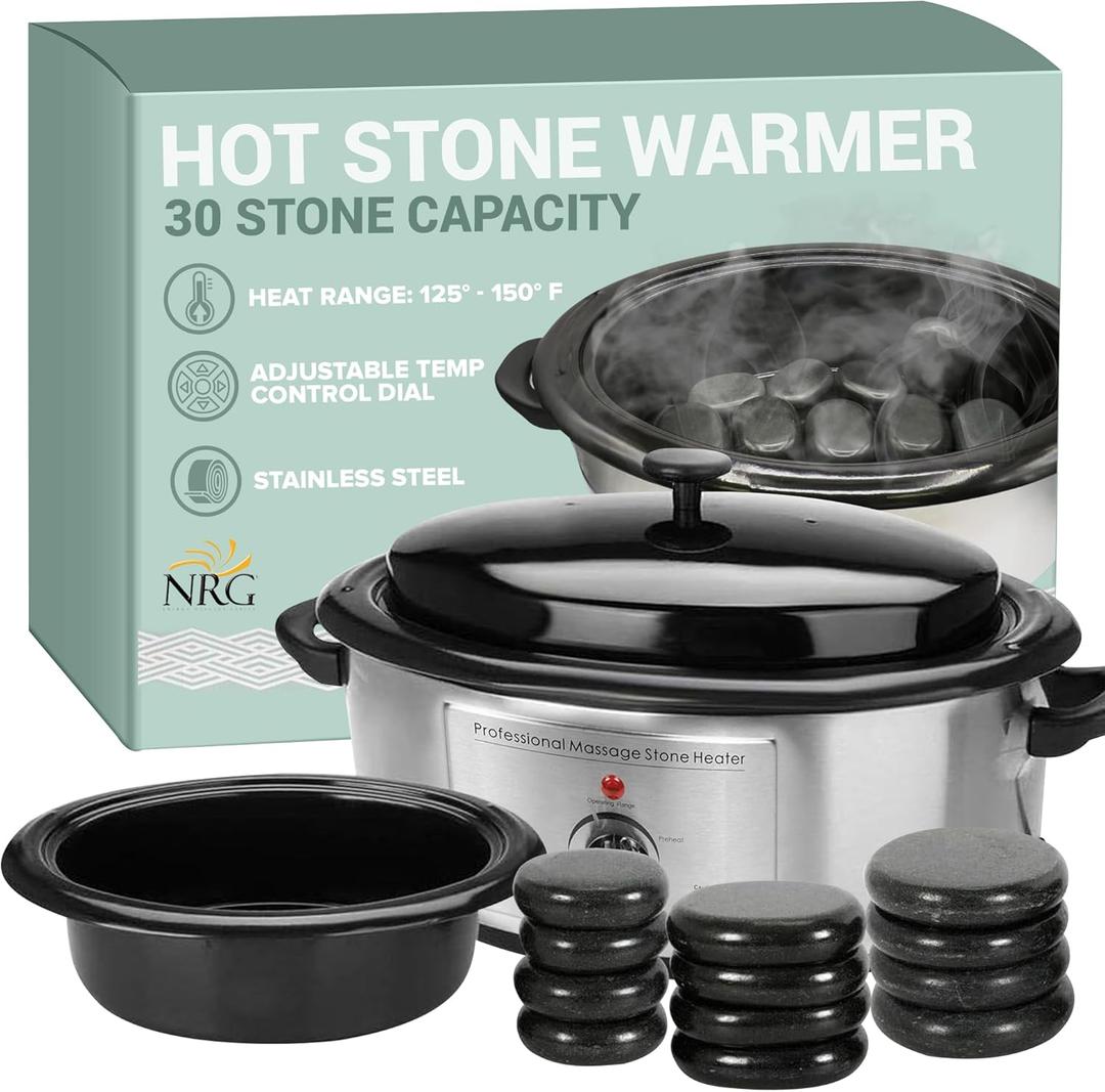 NRG Professional Hot Stone Warmer for Massage Therapy, 6 Quart - Hot Stone Heater Hot Stones Warmer Massage Stone Heater Massage Stone Warmer Massage Accessories - Adjustable Temperature Control