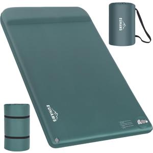 EUHAMS Camping Sleeping Pad Ultra-Thick Self-Inflating Memory Foam Mattress with Pillow, Double Camping Pad with Foot Pump, Portable 4-Season Sleeping Mat for Car, Tent & Travel, Full Size