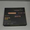 FoxyBae 3-in-1 Interchangeable Hair Tools - Curling Wand w/ 3 Attachments - Hot Round Brush, Straightening Iron & Hair Curler for Shiny Curls - Hair Dryer Brush & Hair Styling Set [Black-Rose Gold]