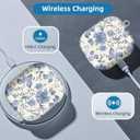 Compatible with AirPod 4,2024, The Full-Protection Shockproof Wireless Earphone case Comes with a Cute and Beautiful Strawberry Keychain Pendant, Suitable for LadiesFlowers Blue Strawberry