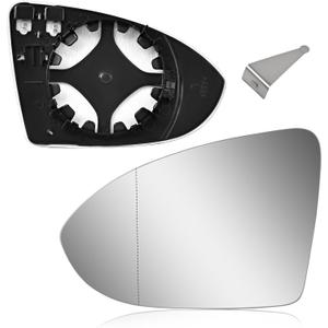 Driver Side Heated Mirror Glass Compatible with Volkswagen VW MK7, 2015-2021 Golf/GTI, 2015-2019 Golf SportWagen/R, 2017-2019 Alltrack, 2019-2021 Jetta, Left Rearview Mirror (Driver Side Mirror)