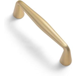 Goo-Ki Brushed Brass Zinc Alloy Cabinet Handles - 3''(76mm) Hole Center Affordable Luxury Cabinet Pull Hardware for Bedroom, Kitchen, 6 Pack