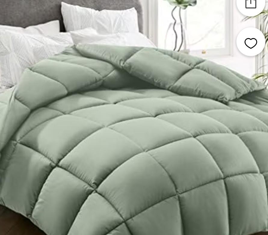 California King Comforter Duvet Insert - All Season Sage Green Comforters Cal King Size - Quilted Down Alternative Bedding Comforter with Corner Tabs - Winter Summer Fluffy Soft - Machine Washable