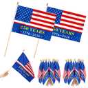 Newwiee 50 Pcs 250 Anniversary Handheld Flags American Flags on Stick with Safety Spear Top for 250th Anniversary Independence Memorial Day 4th of July Yard Garden Decoration (12 x 18 Inch)