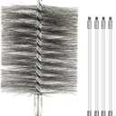 50-inch Long Tent Wood Burning Stove Pipe Cleaning Brush with Stainless Steel Bristles, and Chimney Cleaning Wire Brush with 4 Flexible Rods, 3.5'' Brush Heads