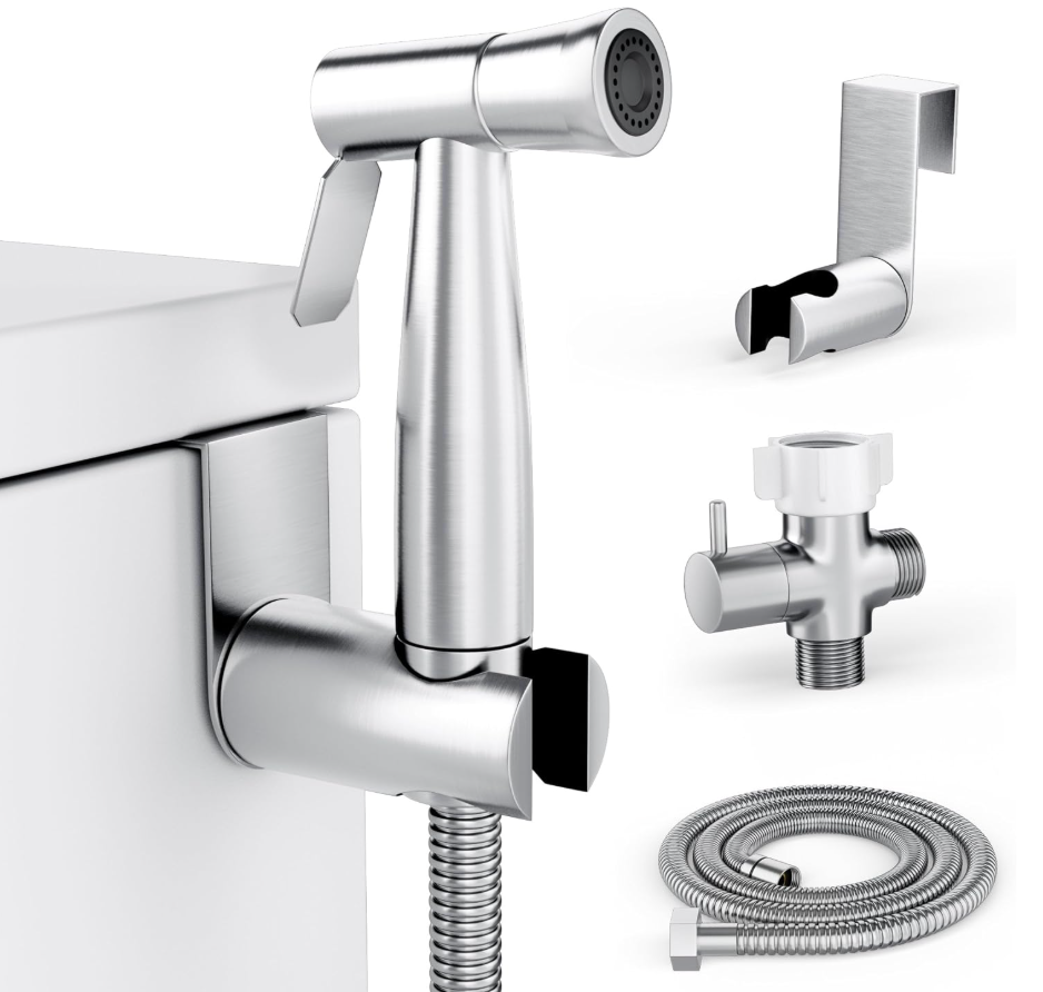 Bidet Sprayer for Toilet, Handheld Sprayer Kit, Cloth Diaper Sprayer Set - Easy to Install - Stainless Steel