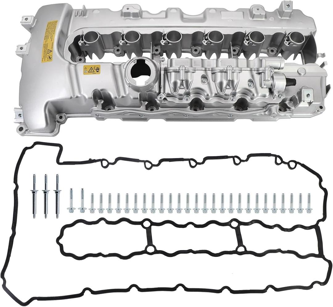 N54 Upgraded Aluminum Engine Valve Cover Kit Compatible with B-M-W 135i 335i 535i 740i 740Li M2 M235i M240i X6 Z4 L6 3.0L, OE# 11127565284