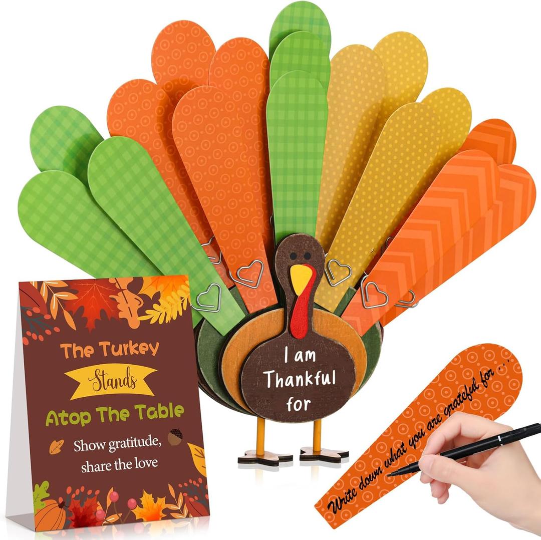 Spiareal Thanksgiving Activity for Kids Families Turkey Table Centerpiece Give Thanks & Start a New Holiday Tradition Turkey Coaster Craft Friendsgiving Gift Fall Festival Party Favors Supplies