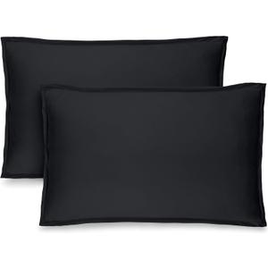 Bare Home Standard Pillow Sham Covers - Set of 2 - Premium 1800 Ultra-Soft Microfiber - Double Brushed - Bed Pillow Shams - Pillows Not Included (Set of 2, Black)