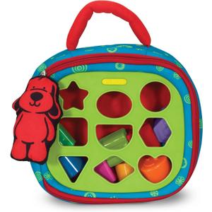 Melissa & Doug K's Kids Take-Along Shape Sorter Baby Toy with 2-Sided Activity Bag and 9 Textured Shape Blocks Sensory Toys, Travel Shape Sorter Toys for Toddlers and Infants