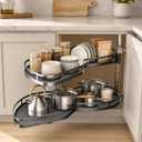 Blind Corner Cabinet Pull Out Organizer, Heavy Duty 2-Tier Soft Close System, Fits 12”-18” Cabinets, Left/Right Adjustable Magic Corner Storage for Kitchen Cabinets