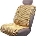 VaygWay Beaded Seat Cushion Car Driver Seat Cover with Durable & Double Strung Natural Wood Beads- Cooling Comfort Ventilated Massaging Support Cushion for Cars, Trucks & Office Chairs