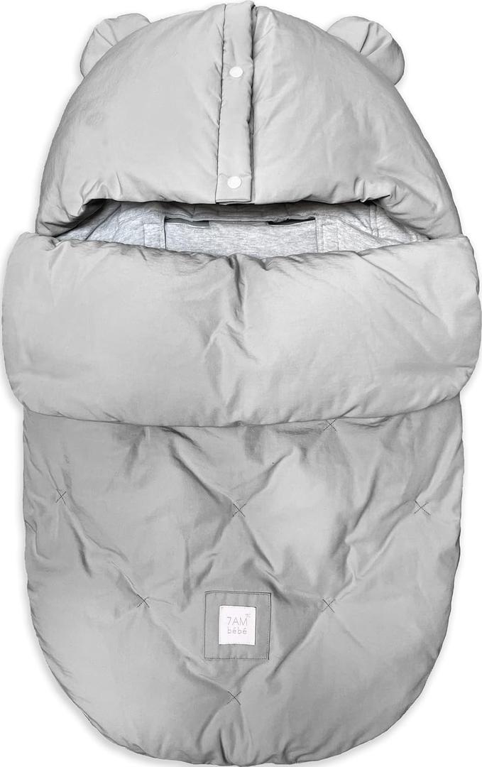 7AM Enfant Universal Stroller Footmuff - Water Repellent Winter Bunting Bag for Car Seats, Soft Micro-Fleece & Plush Lined for Baby Boy & Girl | BebePOD (0 - 9 M, Pearl)