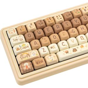 PBT Keycaps 130 Keys Kawaii Key Cap Dye-Sublimation Cute Keycaps MOA Profile Custom Keyboard Keycap Set for 60% 65% 75% 100% Cherry Gateron MX Switches Mechanical Keyboards