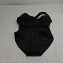 QINSEN Womens Sexy V Neck One Piece Bathing Suit Cross Back Swimsuit High Waist Monokini (Large, Black)