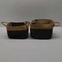 HD Medium-Large Fabric Rope Basket, Natural and Black, Set of 2