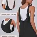 MAOECO Womens Fashion Overalls Denim Dress Loose Casual Sleeveless Mini Pinafore Jean Romper Summer 2025 Outfits High Roller Skirtall Black L