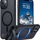 Temdan Compatible with iPhone 14 Case/iPhone 13 Case,[Built-in Invisible Kickstand][Compatible with MagSafe][Military Grade Shockproof] Slim Translucent Matte Phone Case for iPhone 14/13 6.1" (Black)