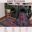 Tangsoo Washable Entryway Rugs 2x3 Vintage Non Slip Small Area Rug, Indoor Front Door Rug, Print Distressed Door Mat Indoor Entrance Soft Low Pile Throw Rug for Entry Kitchen Bedroom Burgundy/Navy