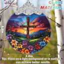 2 x Cross Spring Flower Stained Glass Orament - Christmas Ornament - Christmas Decorations for Tree - Holiday Present ldeas - Gift Exchange