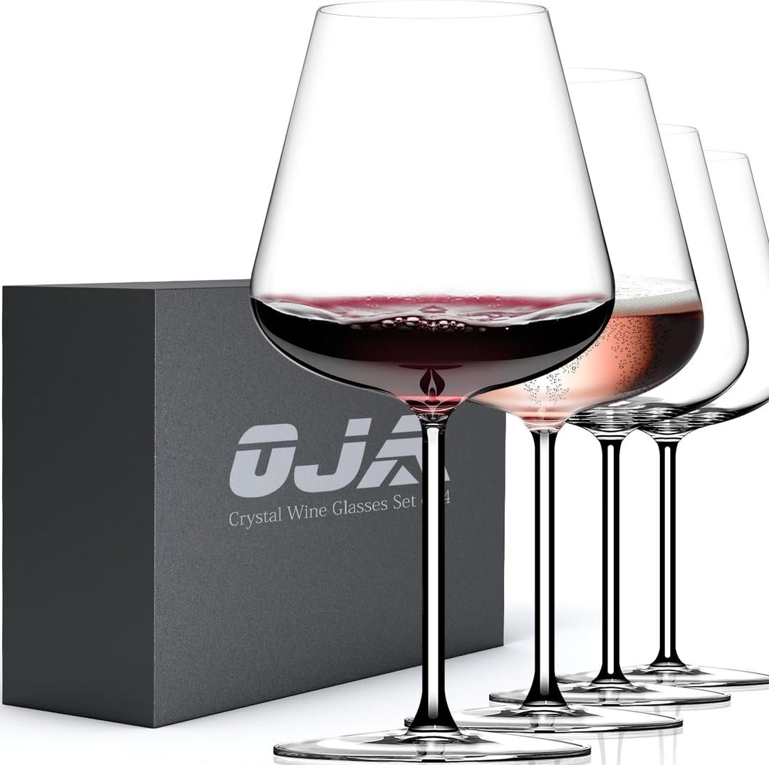 Red Wine Glasses Set of 4, 28 oz Large Wine Glasses, Hand Blown Crystal Clearer, Lighter for Tasting, Unique Gifts for Anniversary, Birthday, Wedding, Father's Day