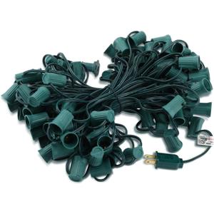 Copkim 100 ft C9/e17 Ul Listed String Light Cord Wire Spool, Christmas C9 Light Wire Stringer Strand Set for Outdoor Patio Xmas Tree Roofline, 12 Spacing, Green