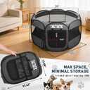 Portable Pet Playpen for Medium Dogs & Cats, Foldable Puppy Safety Pen with Removable Zipper Top, Breathable Mesh Dog Delivery Room, Indoor Isolation Cage for Pets (Dark Grey, Medium)
