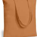 TOPDesign 12-Pack Economical 16"x15" Khaki Cotton Tote Bags, Lightweight Medium Reusable Grocery Shopping Cloth Bags, Suitable for DIY, Advertising, Promotion, Gift, Activity