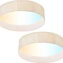 Hamilyeah LED Flush Mount Ceiling Light Fixture Set of 2, Dimmable Ceiling Light Fixture with Fabric Shade 24W 12inch 5CCT, Drum Light Fixture Ceiling Mount for Living Room, Kitchen, Bathroom, Bedroom, 12 inch Flush Mount Beige