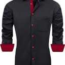 J.VER Men's Casual Long Sleeve Stretch Dress Shirt Wrinkle-Free Regular Fit Button Down Shirts (Black, L)
