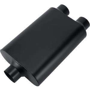 Muffler 2 Chamber 2.5" Universal Mufflers Performance Race Exhaust Muffler 2.5 IN Pipe,Aggressive Sound,Black(2.5" center in/2.5" dual out/overall 18")