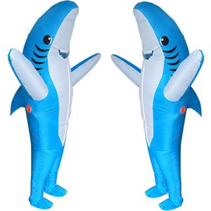 Adults Inflatable Halloween Costumes Blow Up Shark Costume for Halloween, Birthday Gift Cos Play Party (2 Packs/Blue+blue)