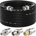 YOTENKO BNC Cable 50ft, 50 Ohm RG58 BNC Male to Male Extension + Set of 3 BNC Female to Female/SMA Male/SMA Female Connector Adapters