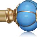 Ceramic Curtain Rods for Windows 18 to 55 Inch, 1 Inch Adjustable Telescoping Drapery Rod Heavy Duty Window Treatment Single Curtain Rod Set for Bedroom, Gold Blue