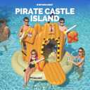 SWIMLINE Giant Inflatable Pirate Castle Pool Float For Kids And Adults Size| Floating Kingdom Raft Lounger Combo With Gate Shield Windows & Accessories For Pools Lakes Beach | Fits Up To 4 People