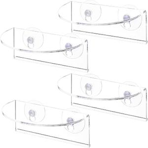 Suwimut 4 Pack Window Plant Floating Shelf, Suction Cup Shelf for Fish Tank, Acrylic Ledge Plants Holder Window Sill Extender for Indoor Plants, Micro Greens, Succulents, Herb Pots (Semicircular)