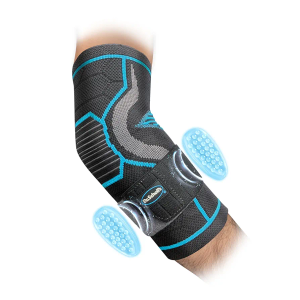 Dr. Scholl’s Compression Elbow Sleeve with Massaging Gel, Breathable Fabric, Shock-Absorbing Elbow Compression Sleeve, Built-in Gel Padding & All-Day Support (Size S/M)