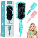 Curly Hair Brush - Curl Defining Wide Tooth Brush with Soft Boar Bristles, Detangling Brush for Frizz-Free Curls, Wet & Dry Hair Styling Tool for Women & Men, Ergonomic Handle (Teal)