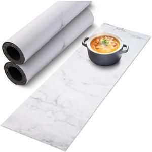 2 Pcs Trivet Table Runner Hot Plates Mat 12 X 40 Inch Heat Resistant Table Protector Waterproof Decorative Farmhouse Kitchen Trivets Counter Heat Proof Placemats for Hot Dishes (Marble, 2 Pcs)