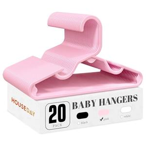 HOUSE DAY Plastic Baby Hangers for Closet 20 Pack, Durable Plastic Kids Hangers for Baby Clothes, Thin & Compact Childrens Hangers, Space Saving Pink Baby Hanger, Small Hanger for Kids Clothes