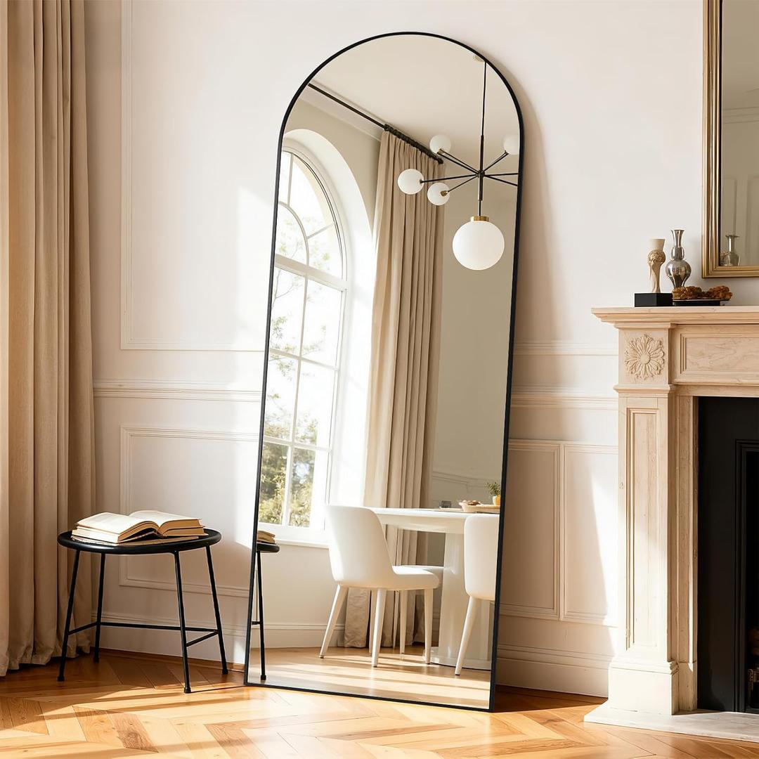Simple Deluxe Arched Full Length Mirror, 71"x26"Large Floor Mirrors, for Wall Door Bedroom Bathroom Living Room (Black)