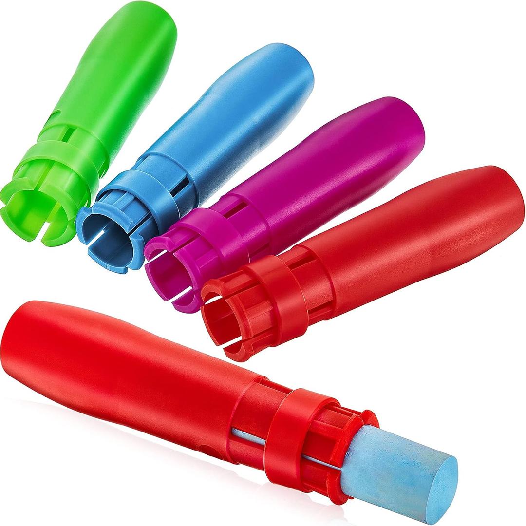 Outus 15 Pieces Sidewalk Chalk Holders Railroad Chalk Holder Jumbo Plastic Adjustable Clip for Kids Teachers Students Back to School Office Classroom
