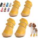 Dog Shoes for Small Dogs, Breathable Dog Boots Paw Protector for Hot Pavement Winter Snow, Dog Booties with Rugged Anti-Slip Sole for Hardwood Floors Outdoor Walking Yellow Size 2 (#2 (Width 1.29 inch) for 6.6-11.0 lbs)