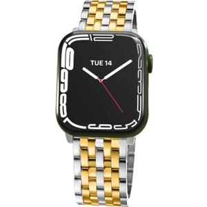 Seven-link Watch Band for Apple Watch Series 11, 10, 9, 8, 7, 6, 5, 4, 3, 2, 1 and SE 3/2/1 for Women, Dressy Stainless Steel Metal Band for Apple Watch 40mm 41mm 42mm 38mm 44mm 45mm 46mm for iWatch (Silver Gold Clar)