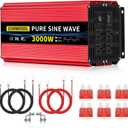 SUNWHEEL 3000W 24V Pure Sine Wave Inverter, 24V DC to 110V/120V AC Power Inverter for RVOff GridTruckPower Outage with 4 AC outlets and LCD Display