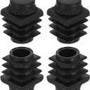 uxcell 4 Set Leveling Feet, M6x15x15mm Plastic Adjustable Furniture Leg Leveling Square Threaded Insert Screw-in Glide Levelers for Table Chair Furniture, Black