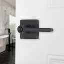 BRINKS 6-Pack Matte Black Contemporary Bedroom Privacy Straight Door Handle Privacy 6 Pack Matte Black Bed and Bath Straight Door Lever
