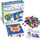 Learning Resources STEM Explorers Pixel Art Challenge - Math Puzzles, Pattern Blocks, Creativity for Kids Sensory Bin, Arts and Crafts, Math Manipulatives, Building Toys, Montessori (Medium)